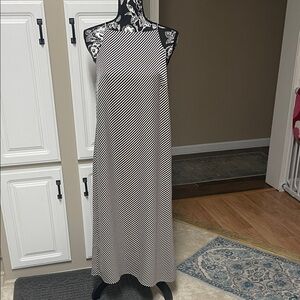 H&M Navy and Cream Striped Maxi Dress